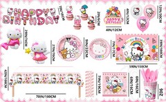 124 Pcs Hello Kitty Party Decorations Tableware Set Balloons Banners Plates