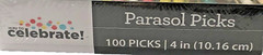 Celebrate Bamboo Parasol Picks, Multi-Color, 100 Count 4 inch (10.16cm)
