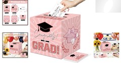 Multipurpose Pink Grad Card Box – Includes 50 Advice Cards for Celebrations