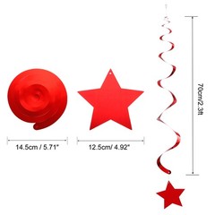 24 Set Red Stars Hanging Decorations Stars Streamers Ceiling Decorations