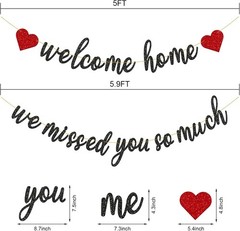 Pre-Strung Welcome Home We Missed You So Much Banner for Military Army Black
