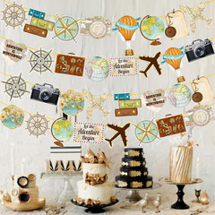 4Pcs Travel Theme Party Banners Let the Adventure Begin Decorations Vintage Bon