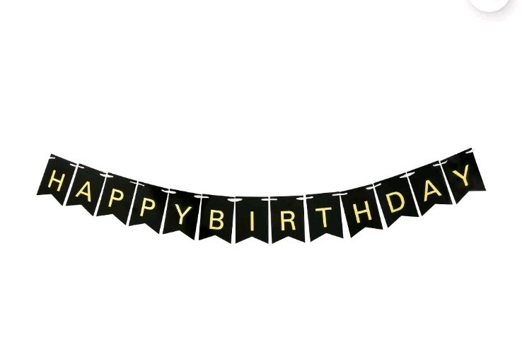 Black/Gold Happy Birthday Flag Banner, 6′, by Way To Celebrate