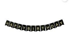Black/Gold Happy Birthday Flag Banner, 6′, by Way To Celebrate
