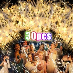 30 Pack LED Light Up Ribbon Wands Wedding Bell Party Favors