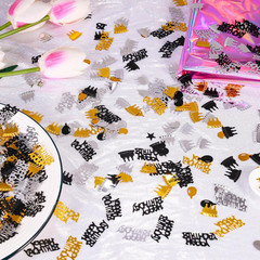 Gold and Black Happy Birthday Confetti, 3000 Pcs Birthday Cake Table Metallic Fo