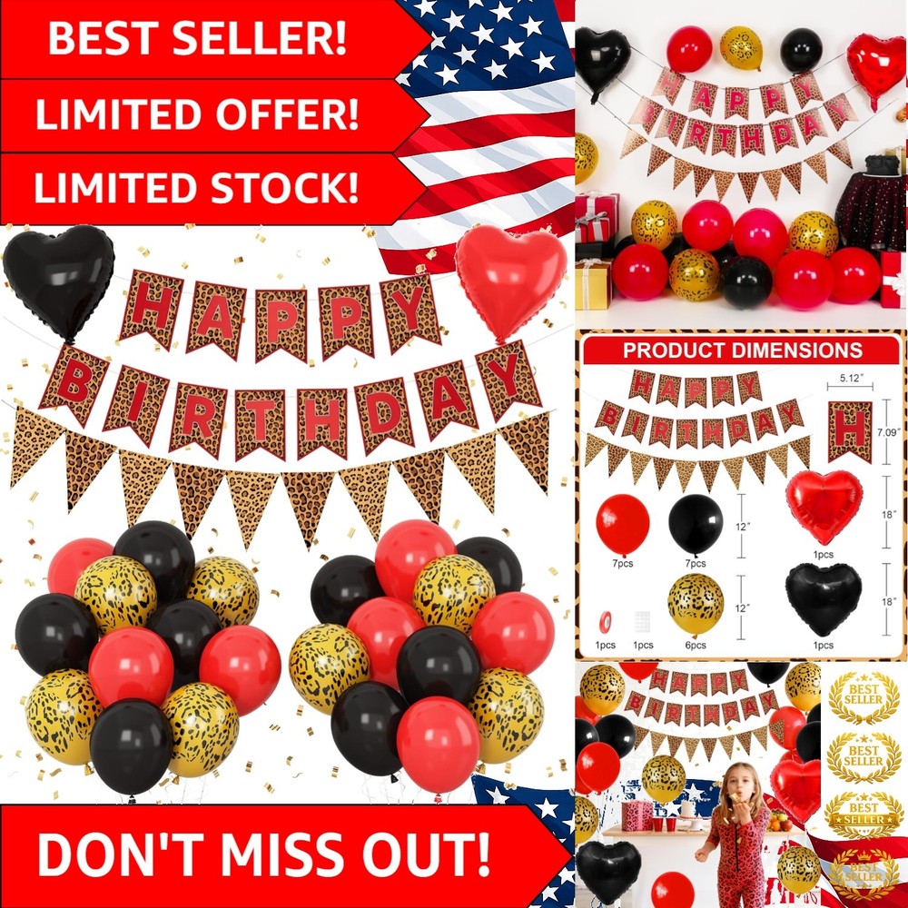 Wild Safari Birthday Essentials: Cheetah Print Balloons & Happy Birthday Banner