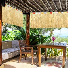 4 Pack Luau Grass Table Skirt Natural 9 Feet x 29.5 Inch Hawaiian Table Skirt
