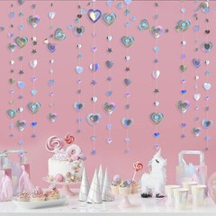 40Ft Iridescent 3D Heart Twinkle Star Garland 4 Count (Pack of 1),