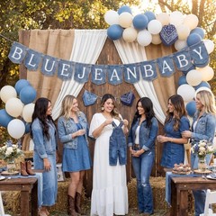 2 Pack Blue Jean Denim Baby Shower Decorations, Blue Jean Baby Welcome Banner…