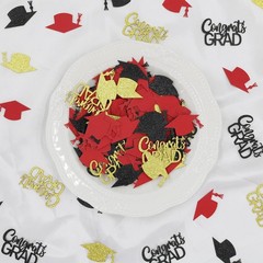 200 PCS Red Black Gold Graduation Confetti Class 2026 Glitter Table Scatters