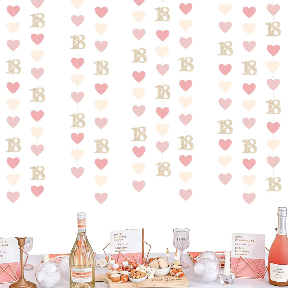 Champagne Gold Pink 18Th Birthday Decorations Champagne Gold Dusty Pink Heart Ga