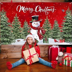 Christmas Backdrop Merry Christmas Banner Party Decoration Xmas Snowman