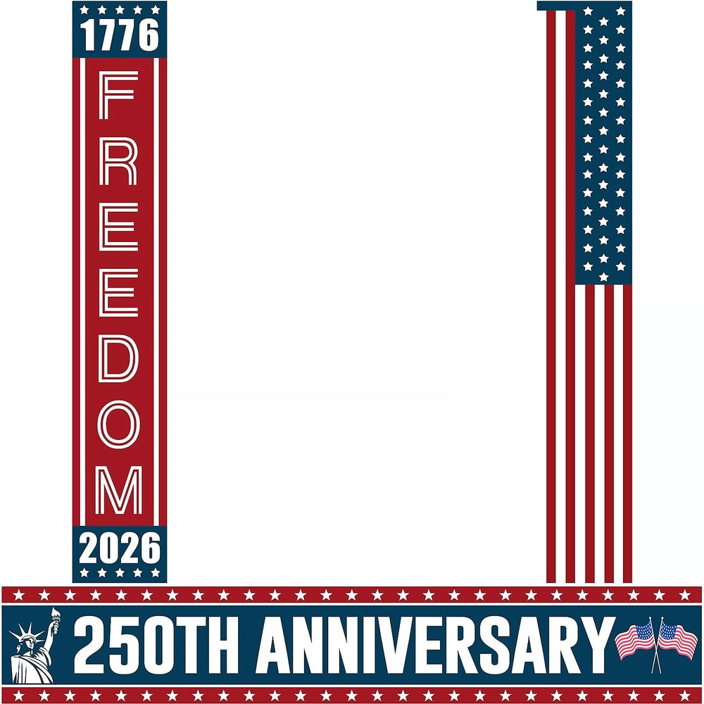 3 Pcs 250th Anniversary Banners 1776-2026 American Patriotic black