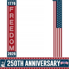 3 Pcs 250th Anniversary Banners 1776-2026 American Patriotic black