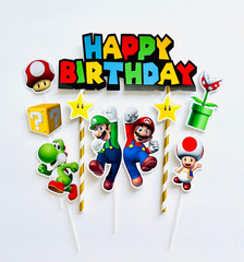 Happy Birthday Super Mario Cake Topper
