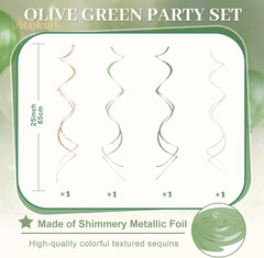 Sage Green Party Decorations Kit for Birthday,Paper Decor with Flower,Lantern,Pa