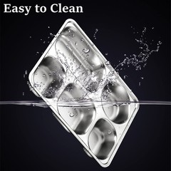 Tebery 3 Pack Stainless Steel Rectangular Divided Plates Tray, Large, Silver