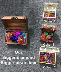 Diving Gem Pool Toy Set 15 Colorful Diamonds with Pirate Treasure Chest Box