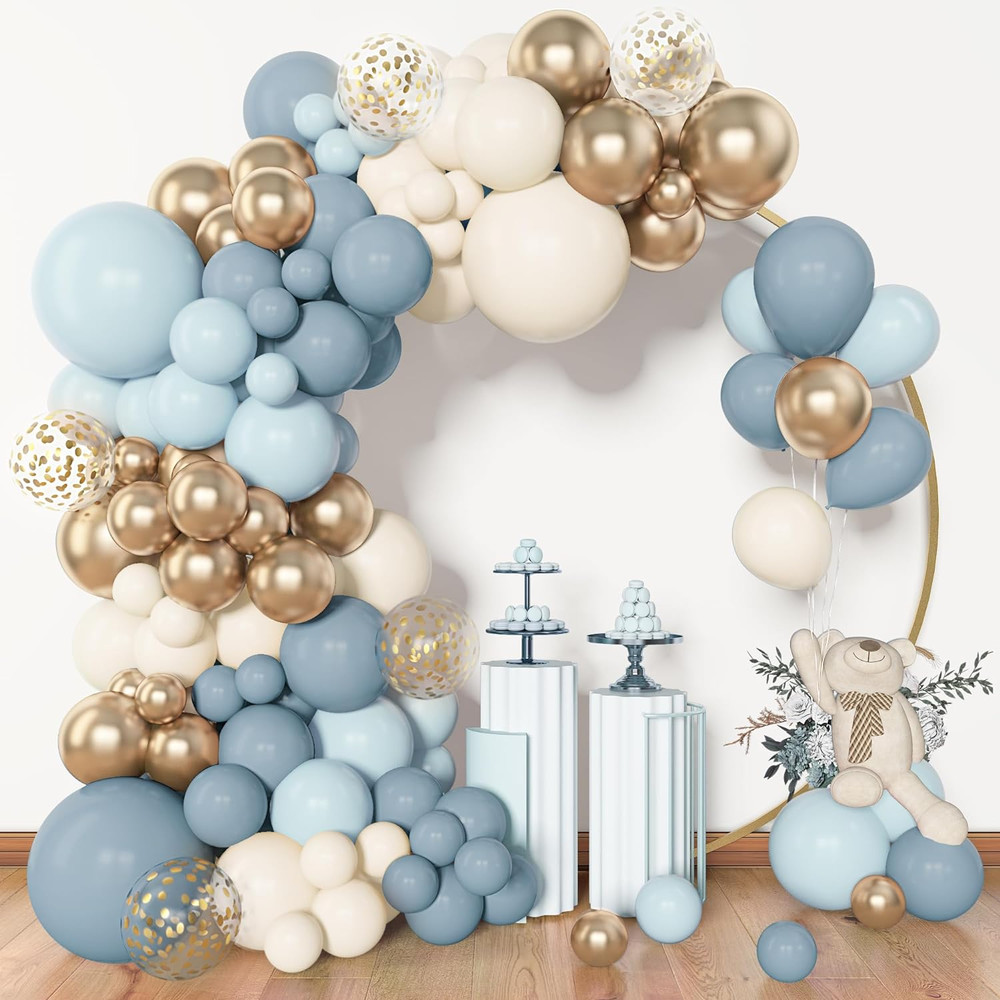 Amandir 153Pcs Dusty Blue Balloon Garland Arch Kit, Different Sizes 18 12 10 5 I