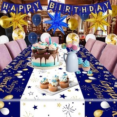 Blue and Gold Birthday Decorations for Men Women, Happy Birthday Decorations for