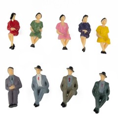 50* Sitting Plastic Figures 1:32 Miniture Human People Painted Mixed Multicolor