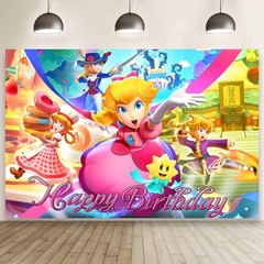 Super Mario Princess Peach Birthday Backdrop Castle Background Photo Banner