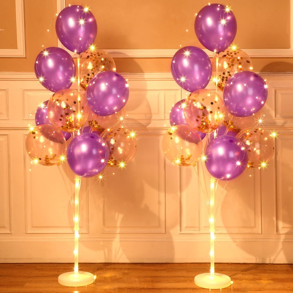 2 Set Floor Balloon Column Stand Kit with 40 Balloons Light Balloon Tower Kit…