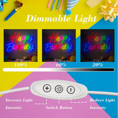 Happy Birthday Neon Sign for Backdrop, LED Happy Birthday Light up Sign, USB Pow