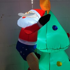 6ft Inflatable Christmas Tree Blow up With Santa Claus & Dog For Christmas