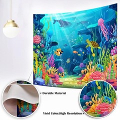 7x5ft Under the Sea Backdrop Little Mermaid Ocean Theme Party Decorations for