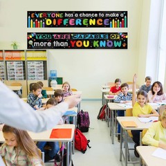 2 Pack Motivational Classroom Banner Poster 9.5 x 61 Inch Positive and Inspirati
