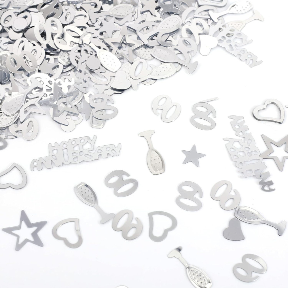 60Th Wedding Anniversary Confetti Decorations, 60G Silver Heart Star Wine Glass