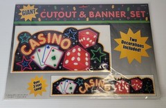 Amscan Casino Night Decor Set Jumbo Playing Cards Banner Cutouts Vintage New