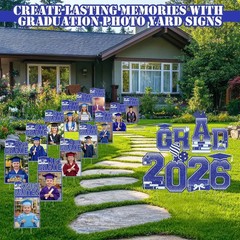 21 Pcs 2026 Grad K-12 Graduation Photo Yard Signs with Stakes Class of 2026 Yard