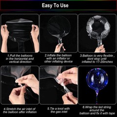 10 PCS LED Light Up BoBo Balloons 20″ Clear Bubble Balloon Birthday Party Decor