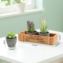 DomeStar Set of 3 Mini Potted Artificial Succulent Plants Faux Plant Green