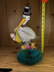 Vintage 1989 Stork Baby Shower Centerpiece Decoration Beistle 14″ Honeycomb