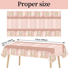 3 Pack 13Th Birthday Tablecloth Decorations for Girls, Pink Rose Gold Happy 13 B