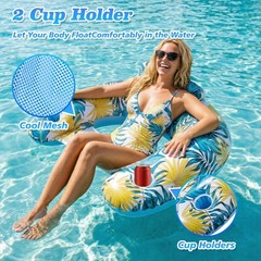 2 Pack Inflatable Pool Floats Adult, Heavy Duty Pool Lounge Chair, Pool Float…