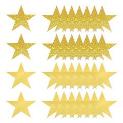 48 Pcs Stars Cutouts, 6 Inch Double Printed Paper Stars, Gold/Laser Gold