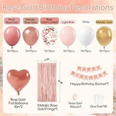 Rose Gold Birthday Decorations with Metallic Pearl Rose Gold Confetti Light