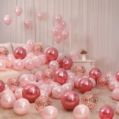 Valentines Day Balloons Kit, 101 Pack Rose Gold Pink Heart Balloons with Rose…