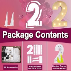 1 PCS 3FT Foam Board Number 2 Light Up Marquee Number Birthday Party Decor