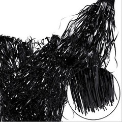 Fecedy 2pcs 3ft x 8.3ft Black Metallic Tinsel Foil Fringe Curtains Photo Booth P