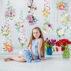 30 Pcs Flowers Decorations Hanging Swirls,White Floral Hanging Ceiling Swirls De