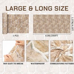 Tegeme 100 Ft X 54 Inch Brick Stone Wall Backdrop Roll Rock Wall Plastic