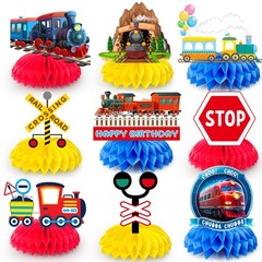 Train 3D Table Honeycomb Centerpiece Transportation Birthday Party Supplies Set