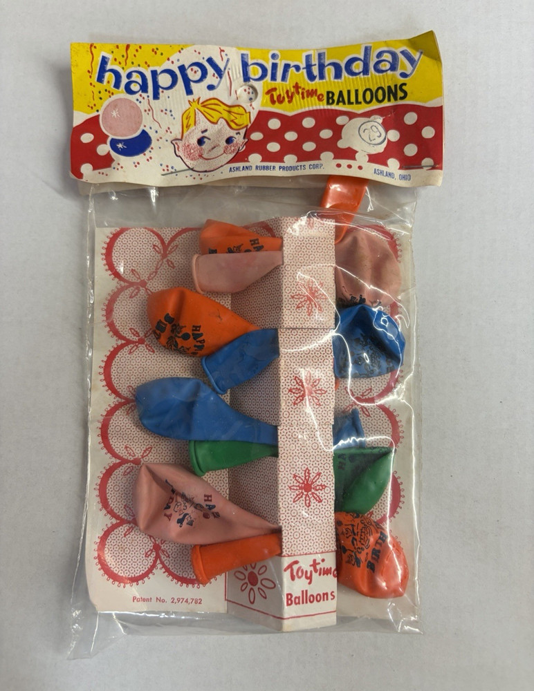 Toytime Happy Birthday Multicolor Party Balloons Oval Printed Vintage