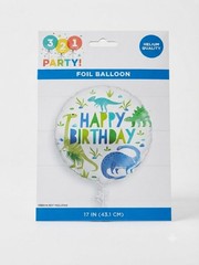 321 Party! Blue & Green Dinosaur Birthday 17-inch Foil Balloon (Helium Quality)